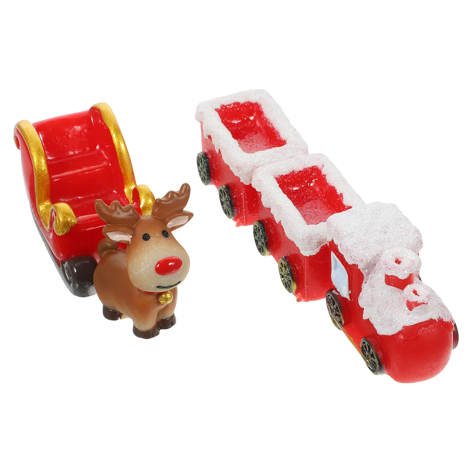

Elk Sled Ornaments Mini Vintage Christmas Figurine Small Resin Village Figurines Child