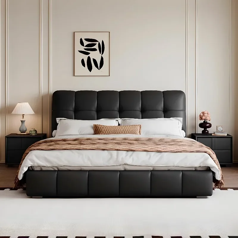 Luxury Double Full Size Bed King Size 180x200cm 2 People Frame Bed Headboard Hotel Upholstered Adults Home Bedroom Furniture