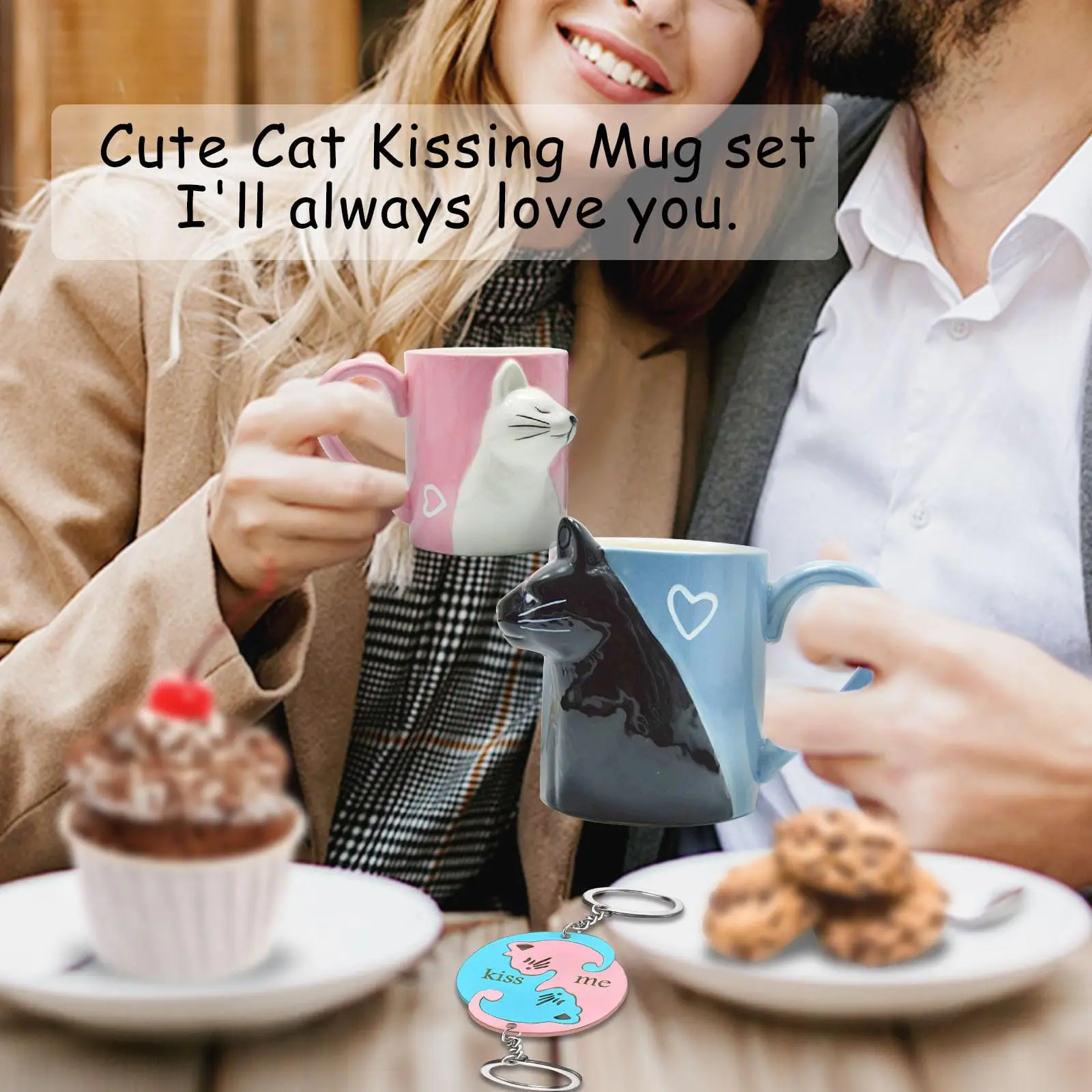 1pc Valentines Day Couple Gifts Cute Kissing Cat Mug Matching Couple Supplies Ceramic Coffee Mug Wedding Gifts Anniversary