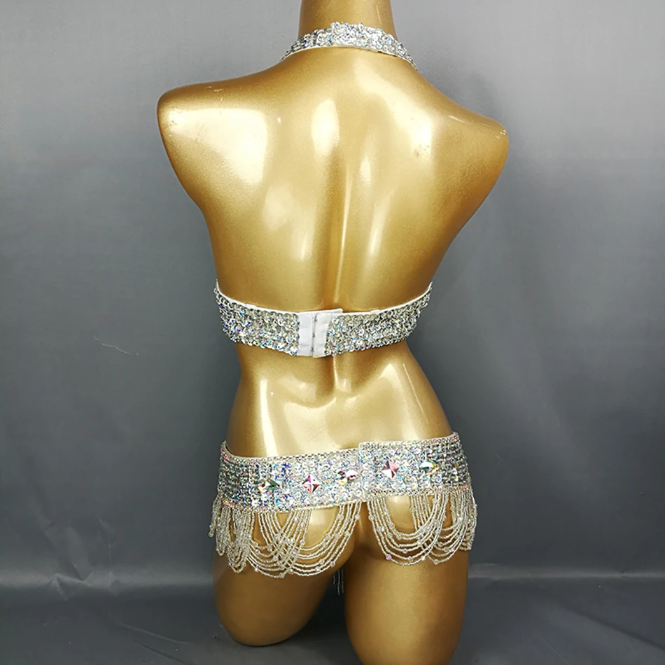 Belly Dance Performance Costumes Bra and Belt 2 Pieces Set for Women Handmade Sequins for Night Club Oriental Performance Props