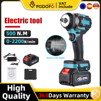 Podofo Cordless Electric Impact Wrench Torque Removal Screw Nut Brushless Screwdriver Power Tool 500 N.M 1/2 \
