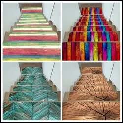 European-Style Solid Wood Stair Mat Step Mat Glue-Free Self-Adhesive Non-Slip Mat Home Indoor Corner Stair Carpet