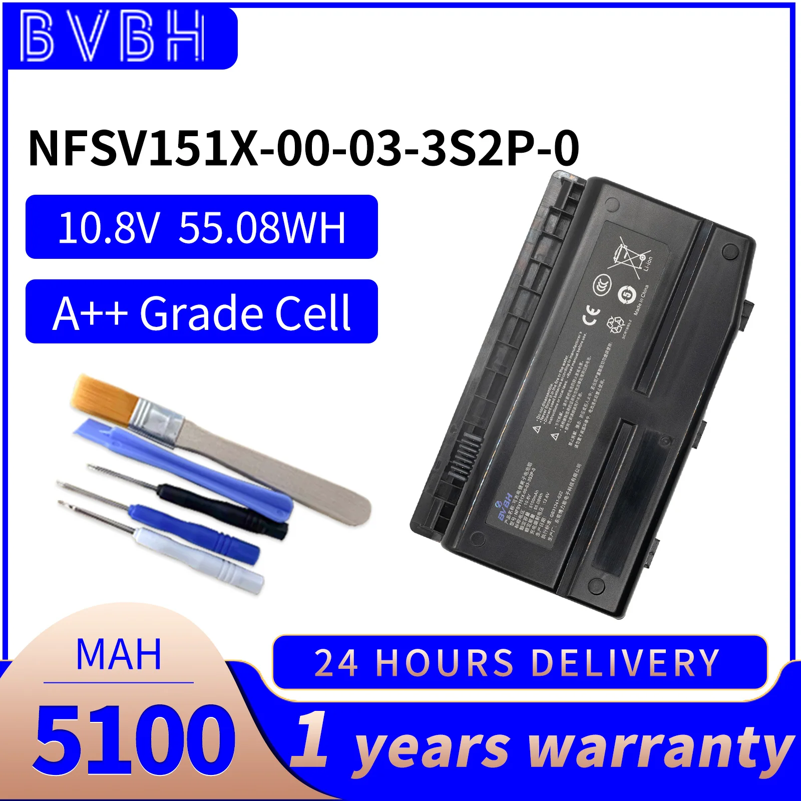 

BVBH NFSV151X-00-03-3S2P-0 Laptop Battery For Machenike F117/F1/F2/F6 series X6TI X6TI-M2 battery GE5SN-03-12-3S2P-0 4400mah