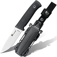 HX OUTDOORS Full Tang Camping Knife, 5CR15 MOV Stainless Steel Fixed Blade Survival Bushcraft Knife with Plastic Sheath