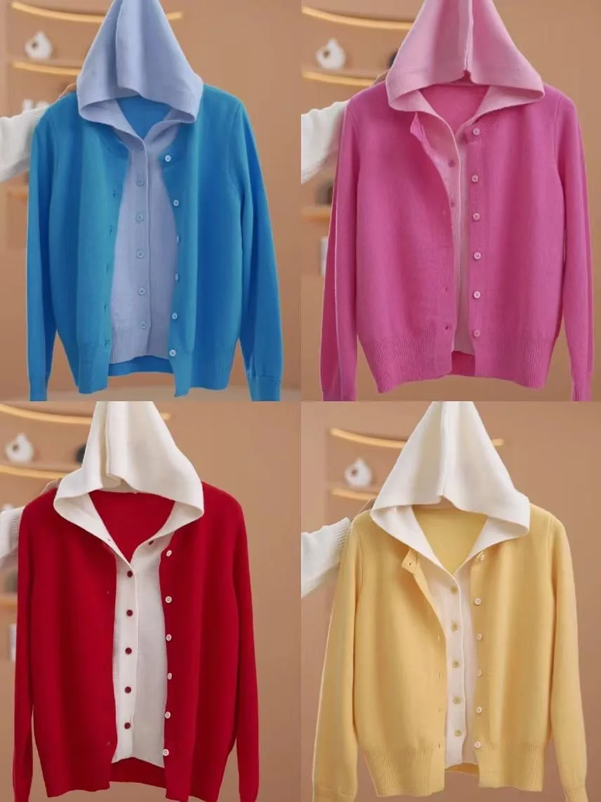 Maglione lavorato a maglia Maglione da donna Cardigan Autunno e inverno Nuovo design di giunture in due pezzi falso Top con fondo giallo a maniche lunghe