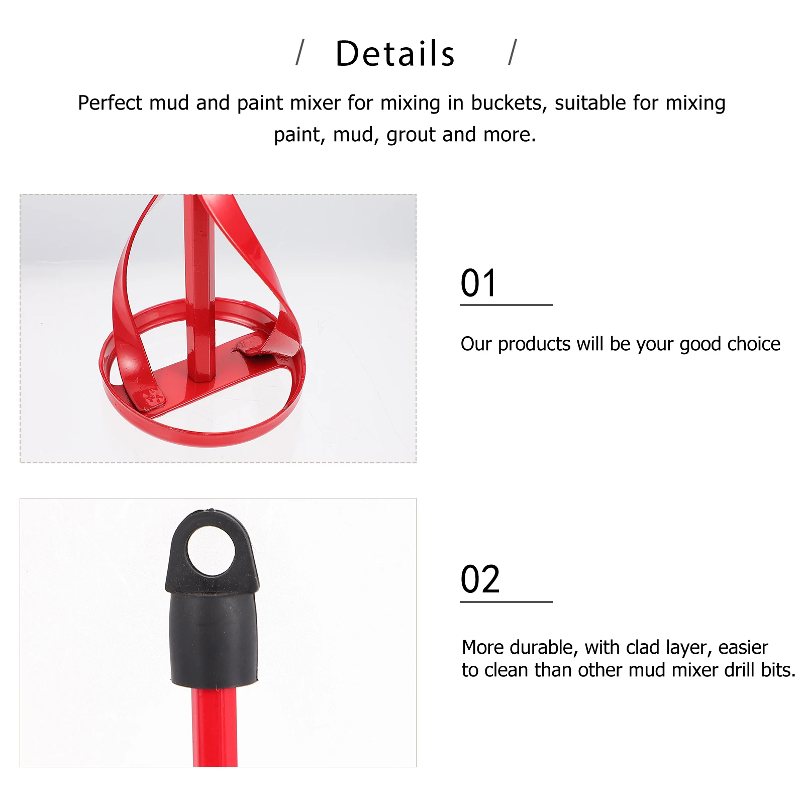 

2pcs High Carbon Steel Paint Mixer Durable Easier Cleaning Cement Stirring Rod Mud Paint Mixer Portable Long Use Concrete