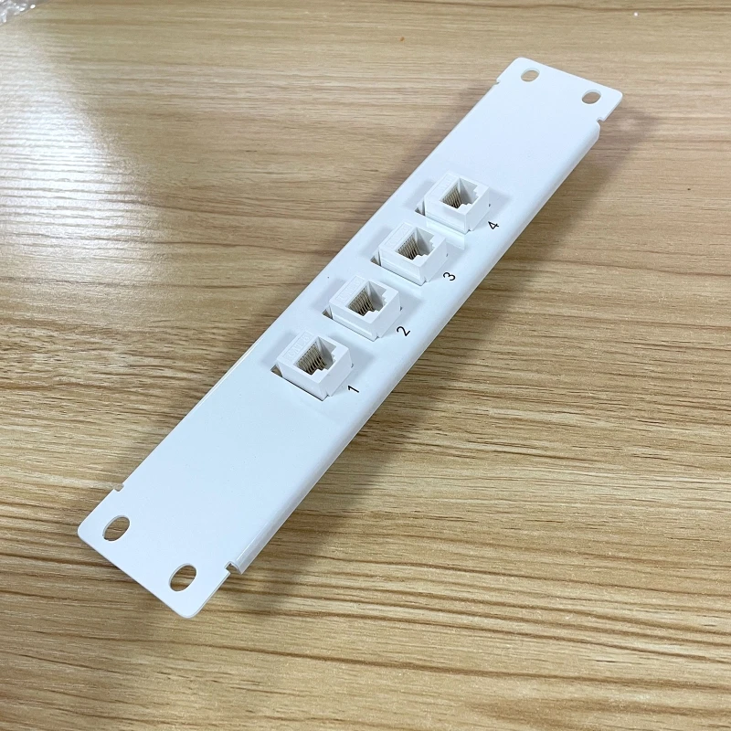 4 Port CAT6 Patch Panel Supports Back CAT6 Unshielded w/ Coded T568A/B Wiring for RJ45 Network Cables Rack/Wall Mount 24BB