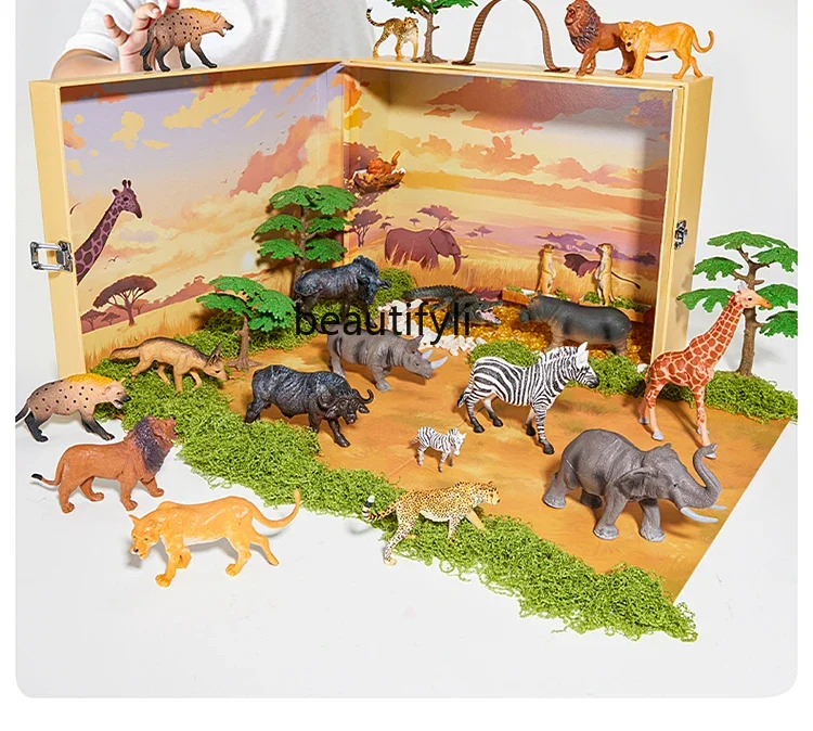 Children's bionic animal solid toy zoo cognitive gift box early education set