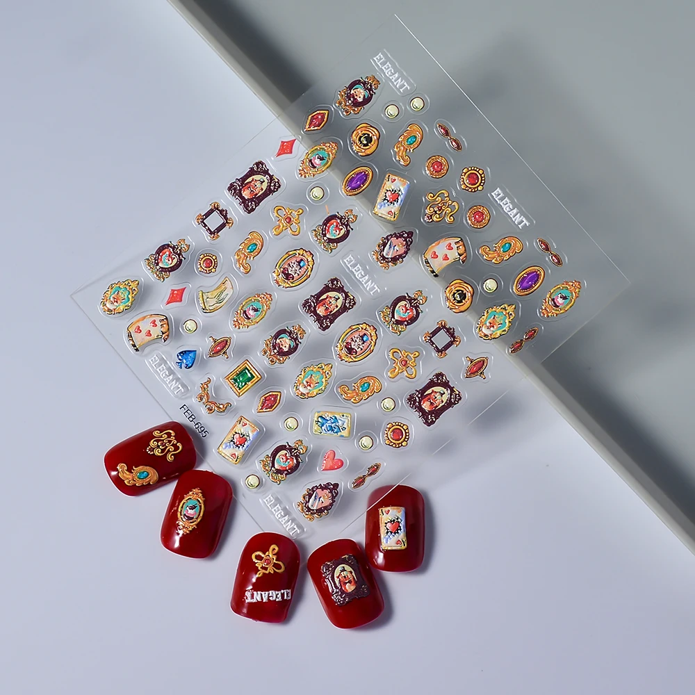 Vintage 5D Nail Stickers Transfer Sliders For Manicure