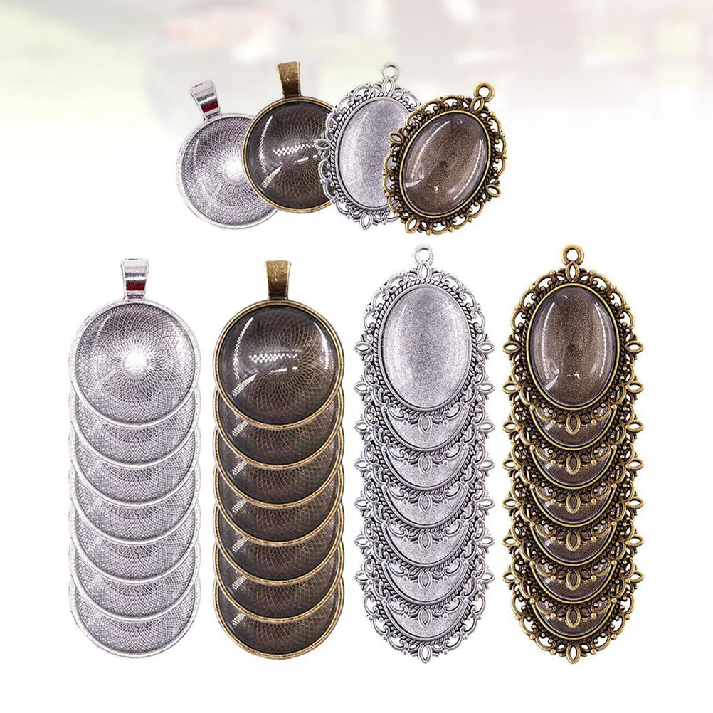 

64pcs Round Oval Pendant DIY Accessories for Crafts Bracelets Necklace Keychain Jewelry (Box-packed)