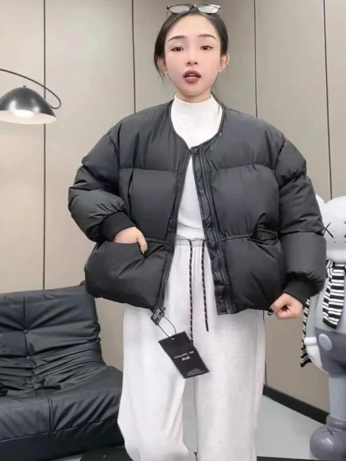 

Faionable Loose Cotton Jaet Women's Winter New Sle All-Match Ele Outerwear Comfortable Korean Version Zipper Design