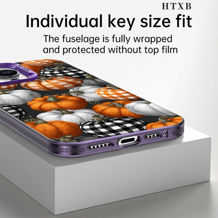 컬러풀 체크 무늬 호박 아이폰 케이스 (아이폰 17 ~ 11 프로 맥스 플러스)