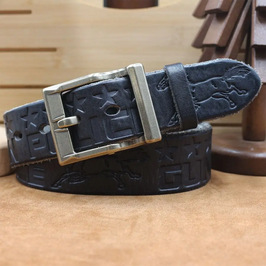 Genuine Leather Belt NEW Men Pin Buckle Belt Brand Design Strap Ceinture Hommes Waistband Male,Leather Belt for Men Width:3.8cm