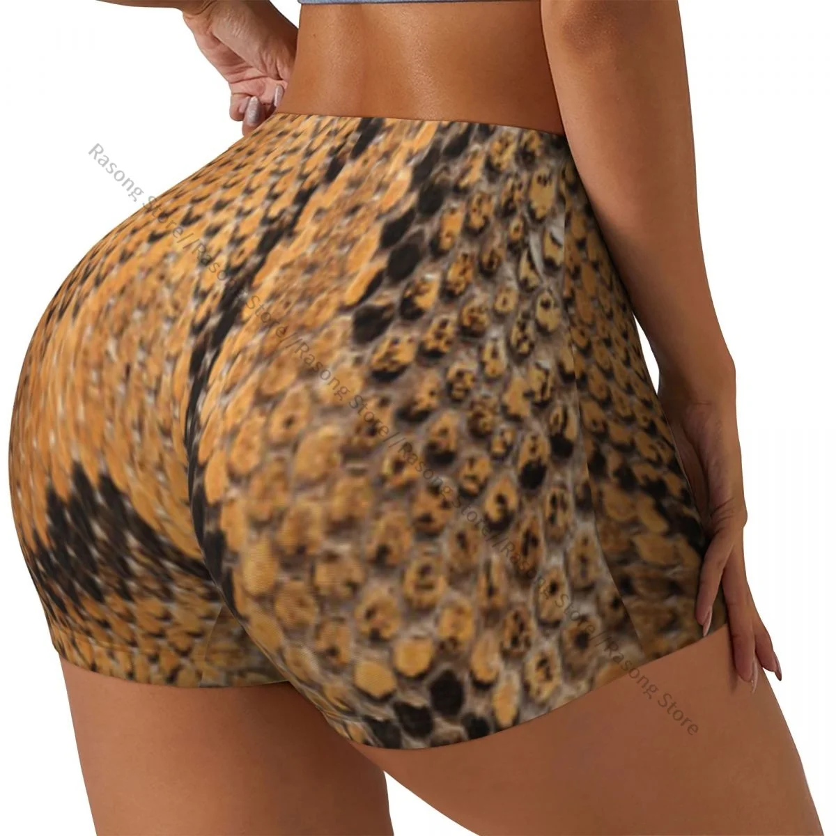 Yoga Shorts Python Snake Skin Background Women Biker Tight Elastic Workout Sports Leggings Sportswear