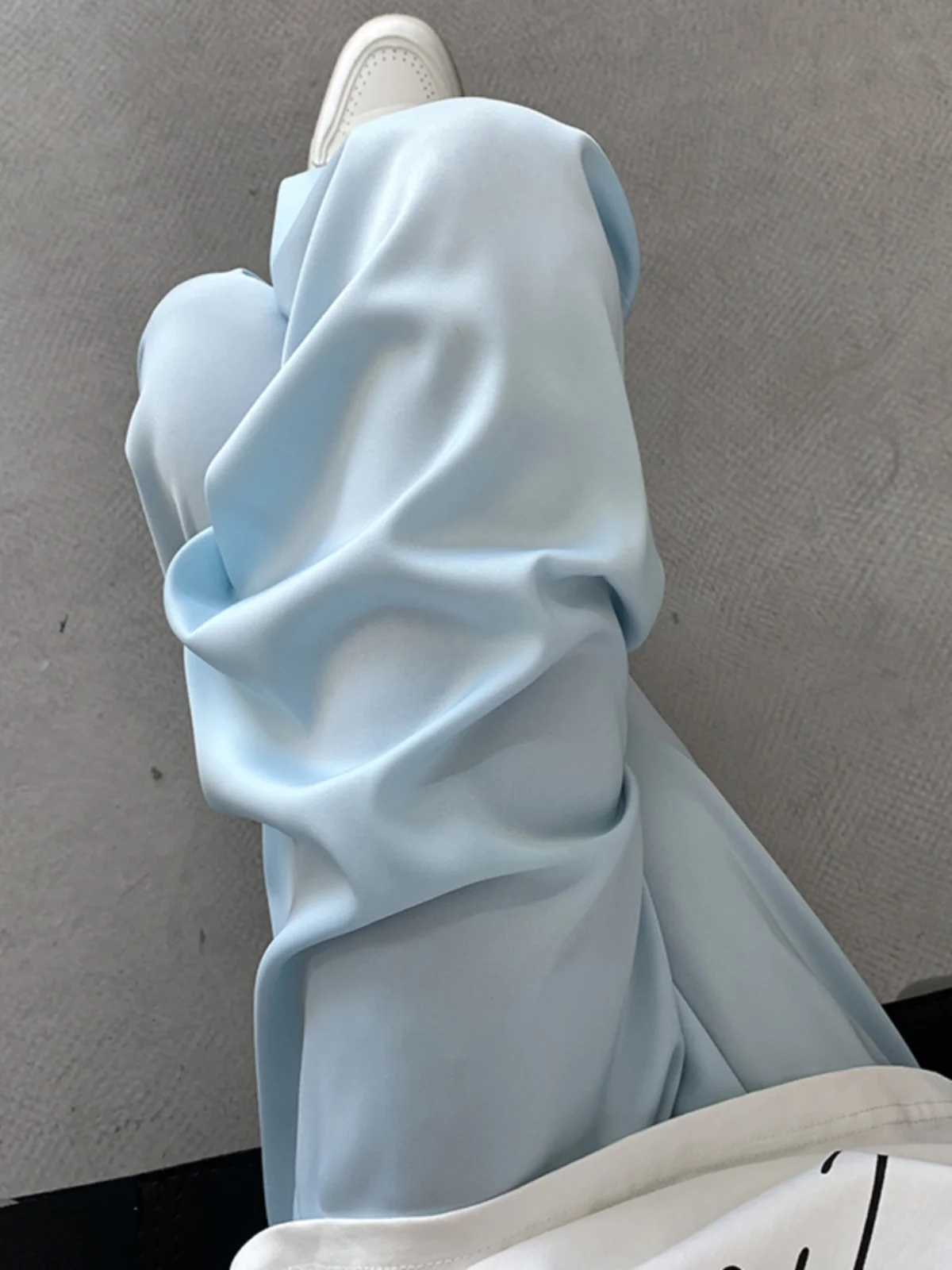 

Мужские летние тонкие широкие брюки свободного кроя Ice Blue Silk Mountain, повседневные, с высокой талией, прямые, модные, молодежные, для отдыха