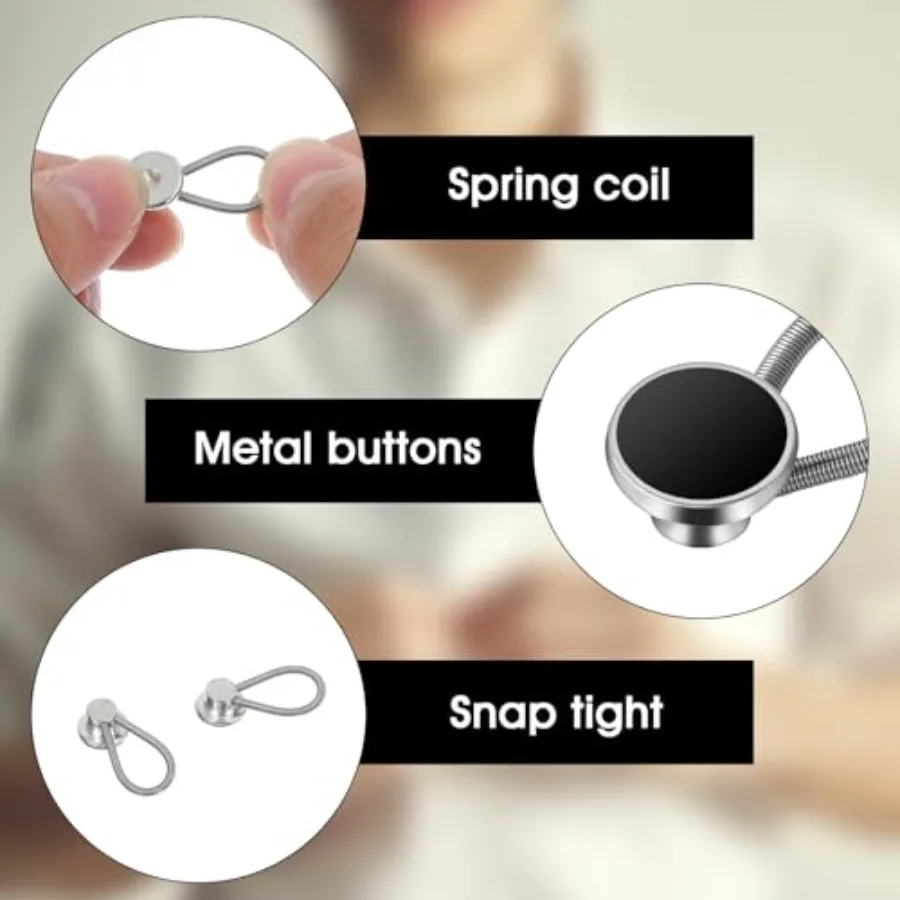 18pcs Collar Extenders for Men Dress Suits: Comfy Premium Invisible Neck Extender with Soft Elastic and Adjustable Metal Buckle