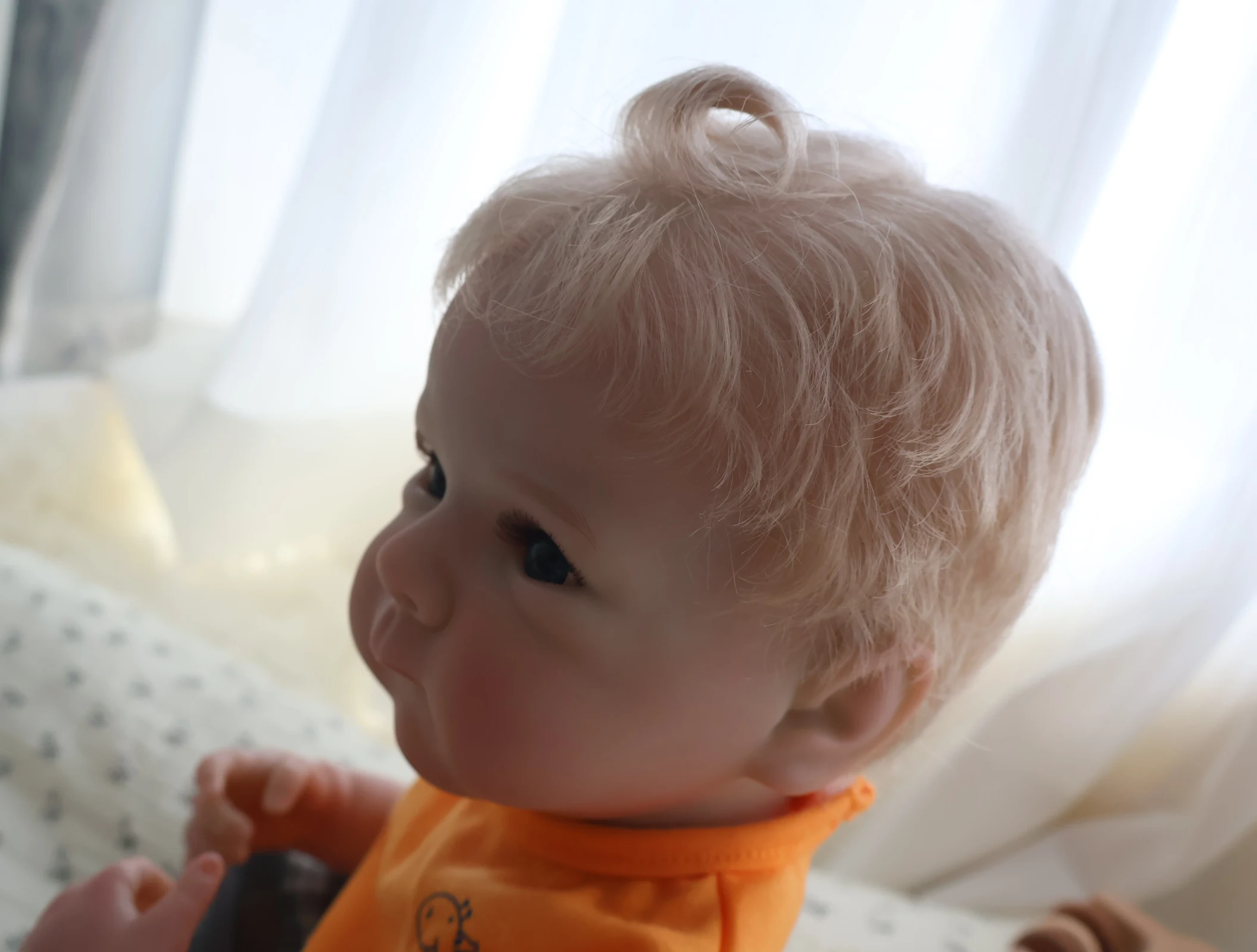 18 InchLifelike Reborn Doll Bettie, Made of Vinyl Material With Silver Hair Roots, Hand Painted,Children's CompanionGift