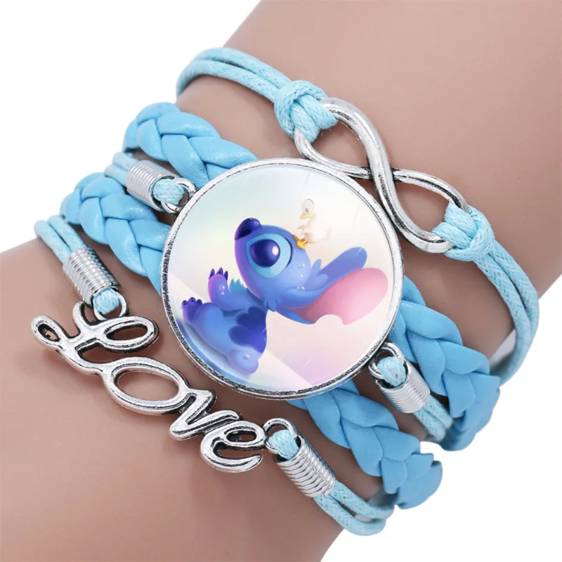 1pcs Disney Lilo & Stitch Anime Figures Bracelet Cartoon   Print Cute Wristand Present Kids Toys Girls Christmas Party Gift