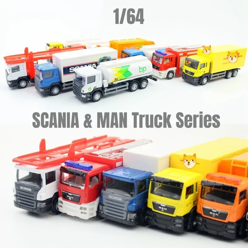 1/64 model Scania MAN engineering truck, container truck, truck, toy model, ornament, children\'s birthday gift