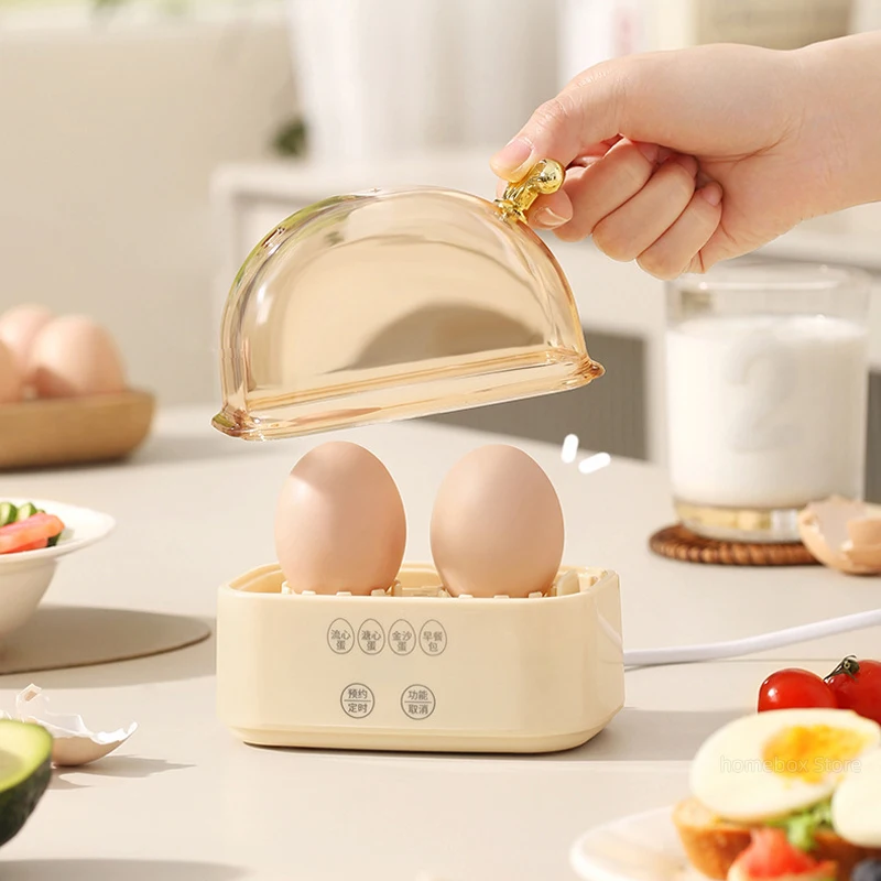 120W Electric Egg Boiler Smart Steamer Timing Egg Cooker 2 Eggs Breakfast Machine Mini Portable Steamer Automatic Power Off 220V