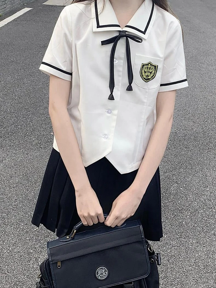 

Белый ort Sve женский irt Summer New Design Sensation Small ence JK orm Set Trendy Japanese Sle College Wind