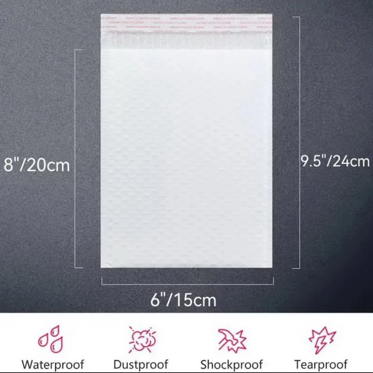 9.5x6inches Bubble Mailers White Poly Padded Envelopes Medium Mailing Opaque Packaging Postal Self Seal Waterproof Shipping Bags