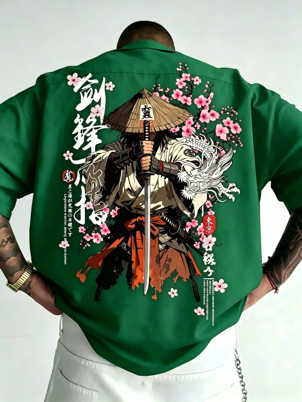New Summer Wandering Samurai Sakura Letter Printed Soft and Breathable Round Neck T-shirt Suitable for Outdoor Street Wear