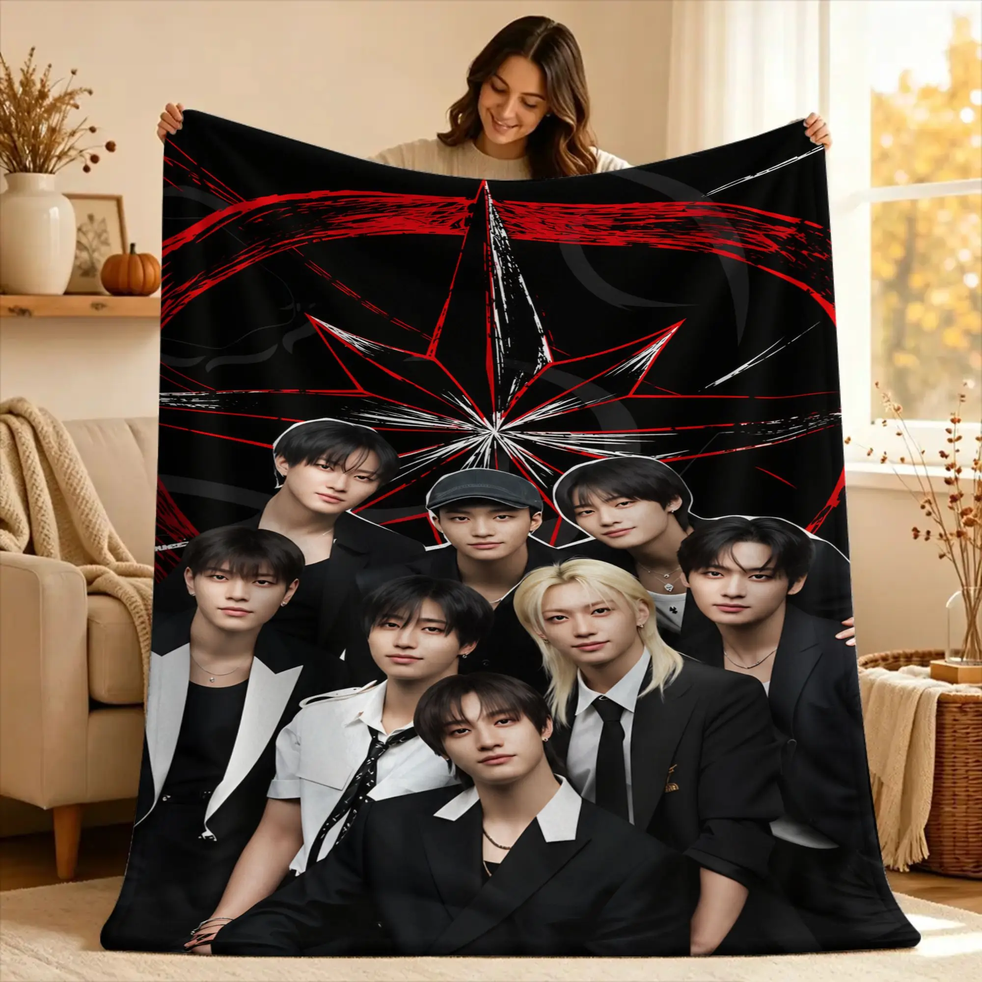 KPOP S-Strays Flannel Blanket For kids  Warm Soft Throw Blanket for Home Decor Picnic Fashion Bedspread Sofa Bed Cover
