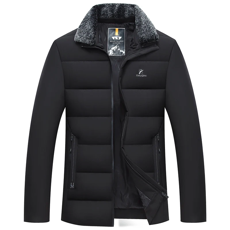 Chaqueta gruesa con Cuello de piel para hombre, abrigo informal para mantener el calor, Parka para exteriores, invierno, 2024