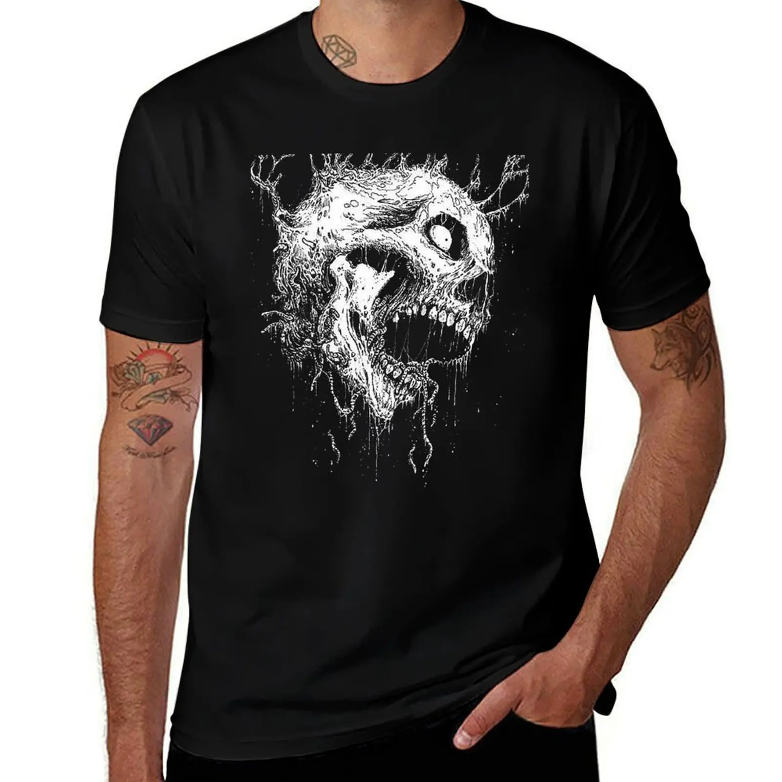 Death Metal Skeleton Rotten Skull black white T-Shirt Casual Loose Fit Summer Tee Shirt T-Shirt