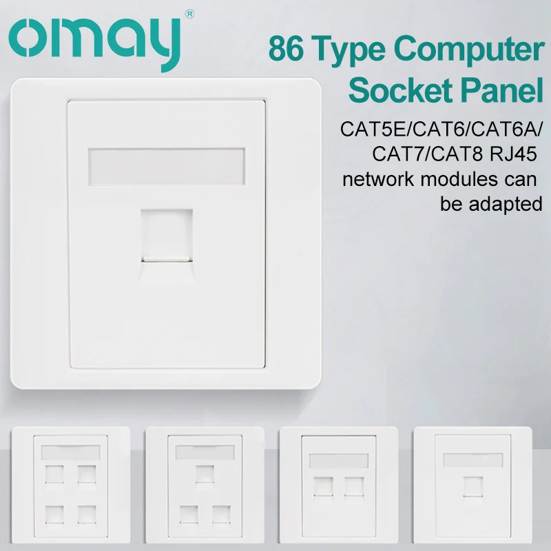 86Type Computer Socket Panel Network Module RJ45 Cable CAT5E CAT6/6A/7/8 Interface Outlet Wall Switch Mount Panel Wallplate