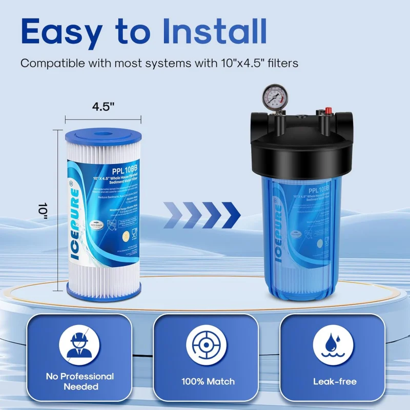 20 Micron 10 x 4.5 Whole House Sediment Pleated Replacement FXHSC, Culligan R50-BBSA, Pentek R50-BB, DuPon