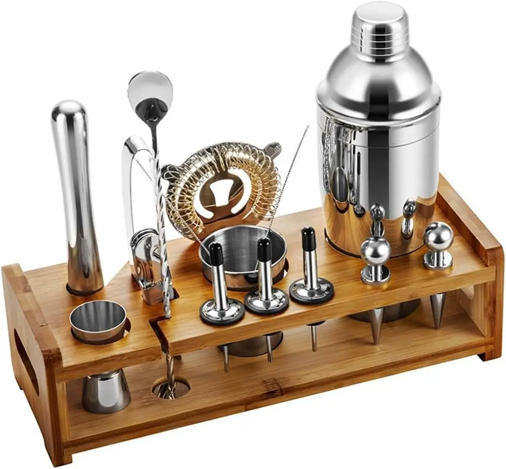 Mixing Cup Stainless Steel Cocktail Shaker Set Bar Shaker Glass Wine Shaker Complete Set of 12 Pieces