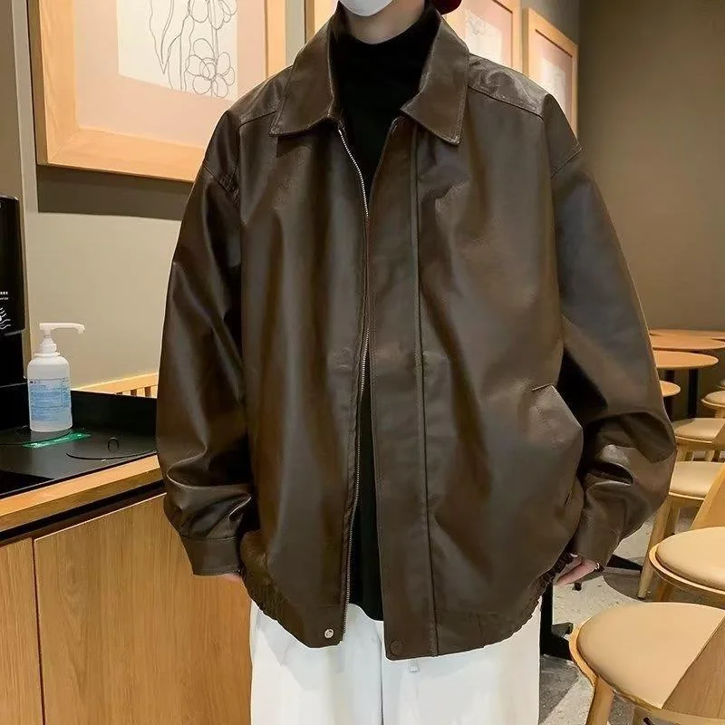 

Локомотивная кожаная куртка BSDFFO, Мужская Уличная Модная брендовая куртка в американском ретро стиле с оборками, красивый универсальный мужской топ с лацканами