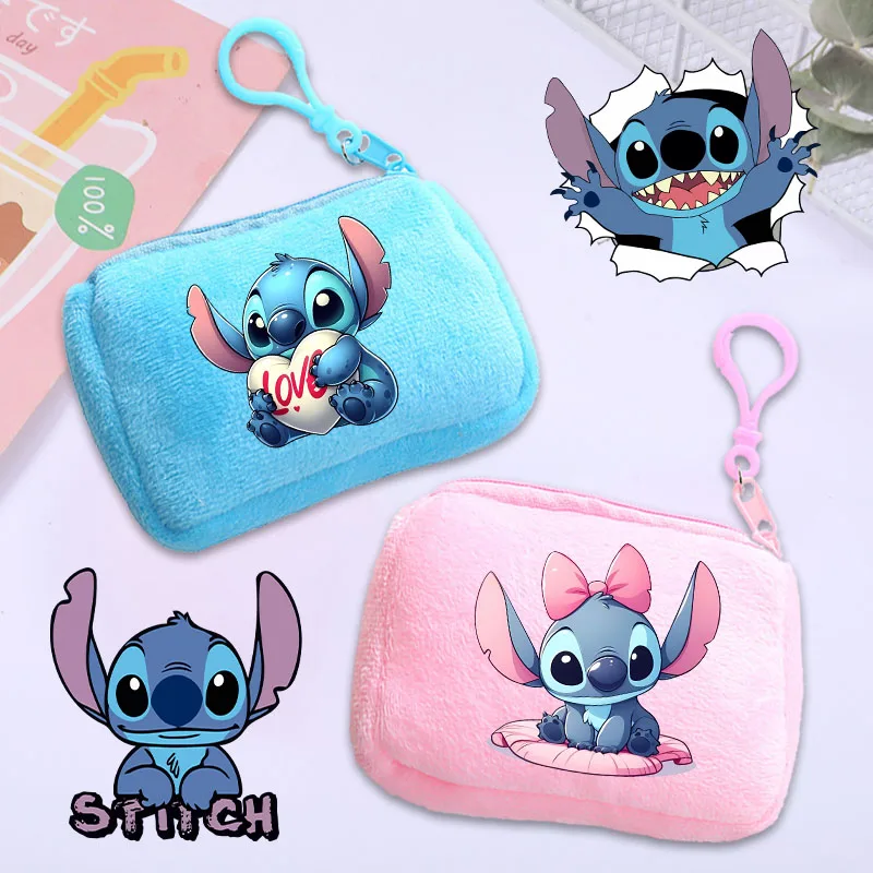 Stitch Disney Plush Wallet Kid Cartoon Coin Purse Cute Mini Square Storage Bag for Girl Key Holder Pouch Birthday Christmas Gift