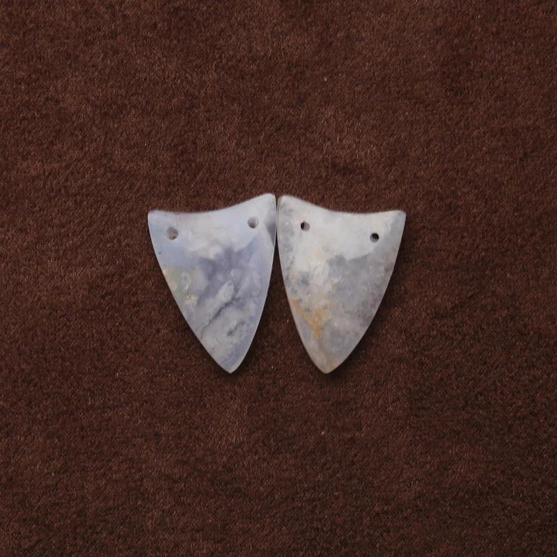 

Handmade Blue Lace Agate Nugget Earring Beads Natural Polished Beads for Jewelry Making Supplies 16x21x4mm 3.6g