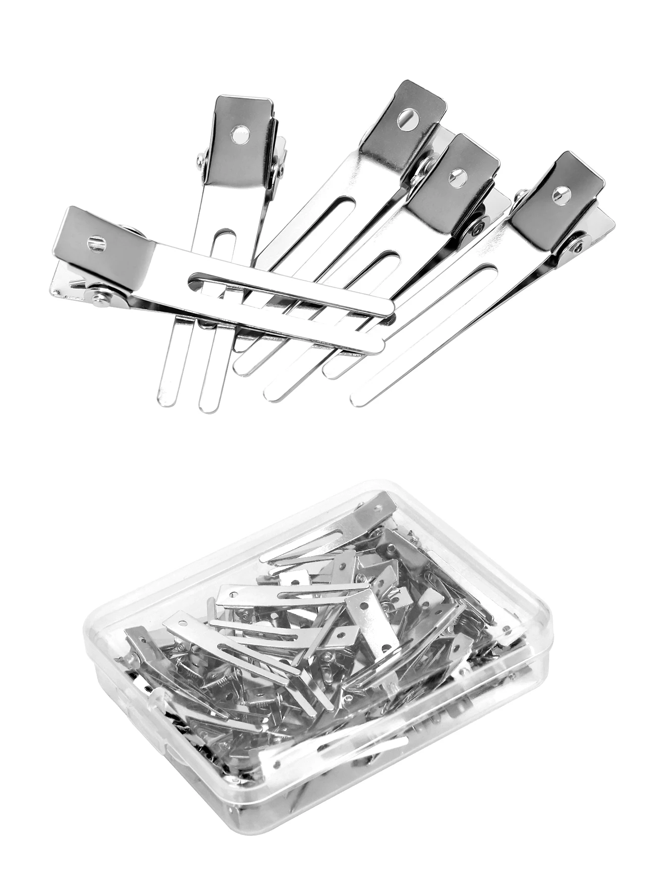 

50pcs Silver Hair Clips 4.5cm, Volumizing Root Lift Clip, Metal Seamless Grip for DIY Styling, Salon Quality Hairdressing Tools