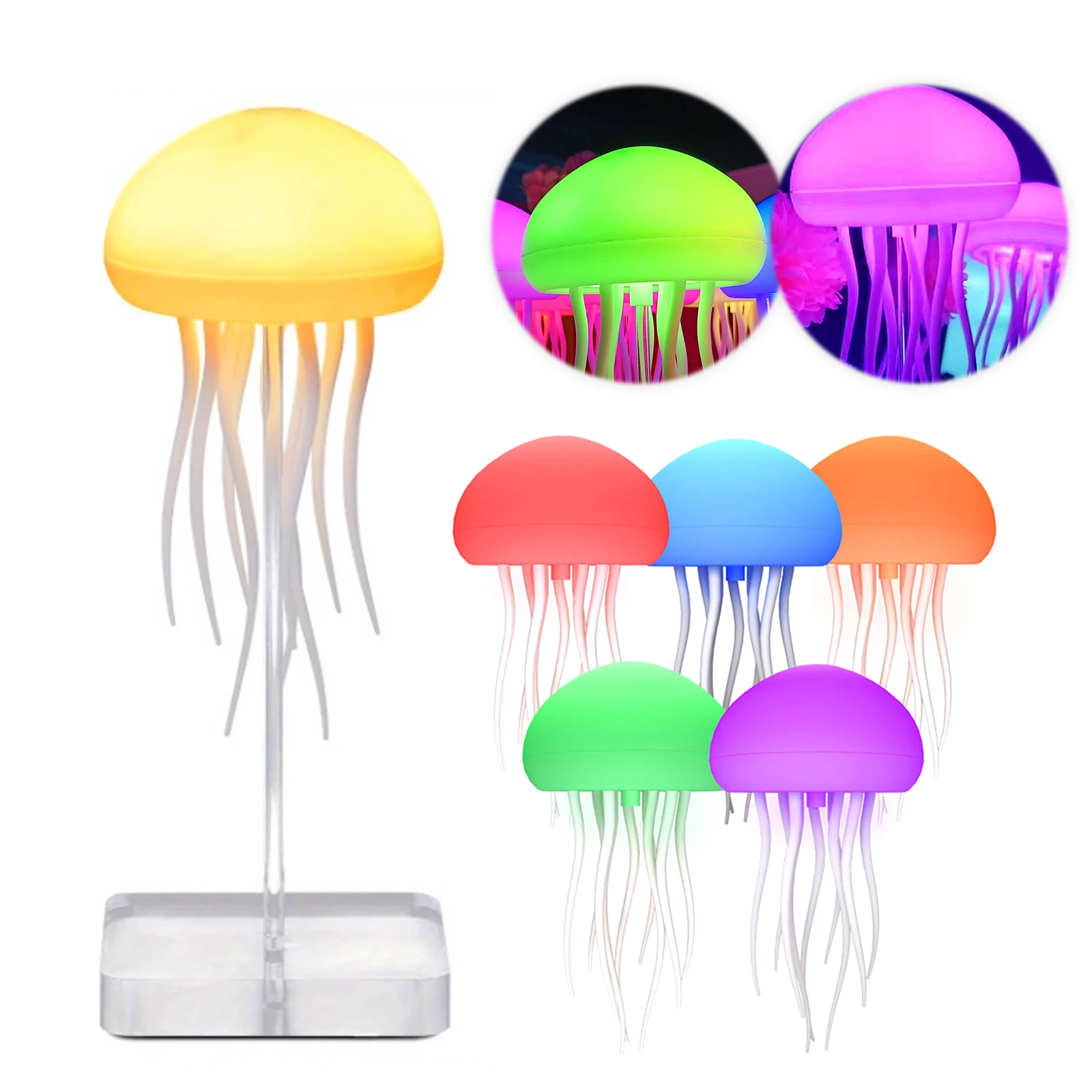 

Светодиодный градиентный светильник-желе-рыба RGB с милой медузой, настольная лампа, перезаряжаемый окружающий ночник для спальни, гостиной