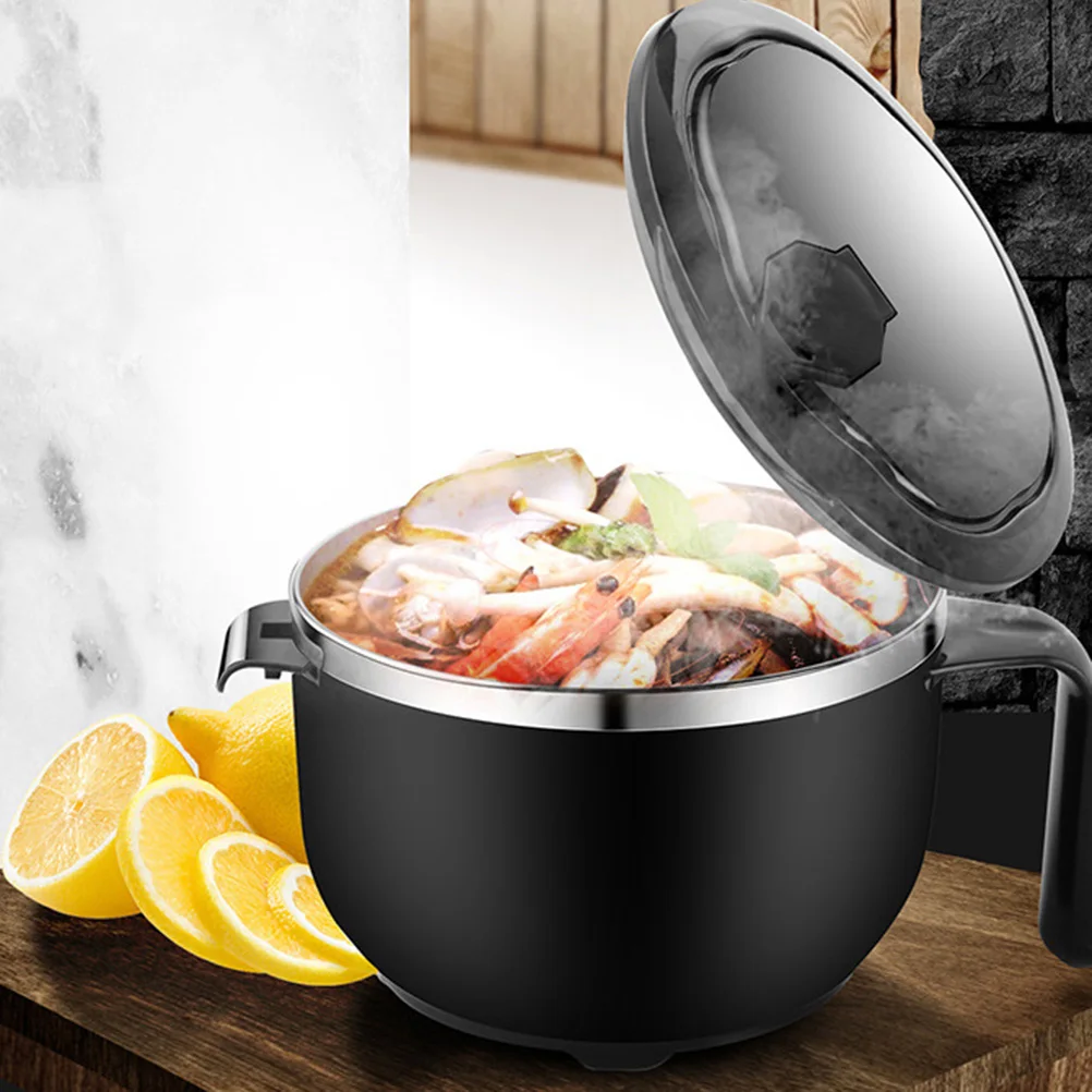 

Stainless Steel Instant Noodles Bowl Large Capacity Black Insulated Food Container Lunch Box For Office Camping Travel