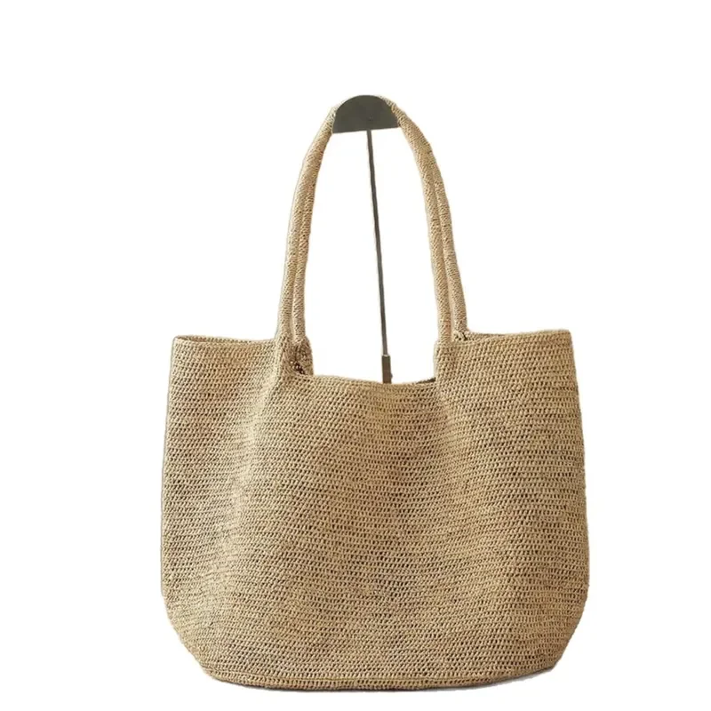 Premium raffia woven tote bag for women large capacity single shoulder straw handbag versatile summer accessory view 5