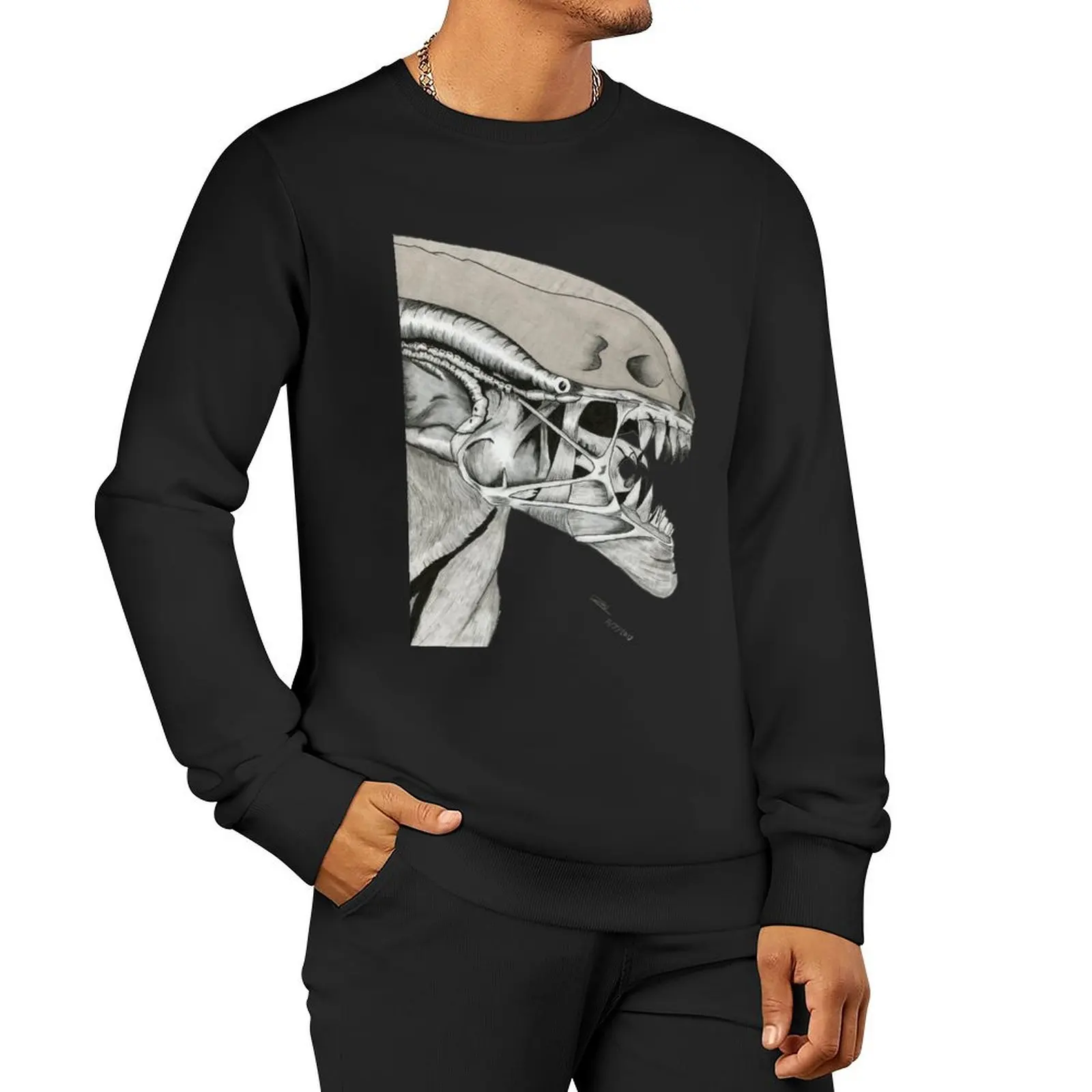 The Xenomorph Pullover Hoodie korean clothes men's sweatshirt