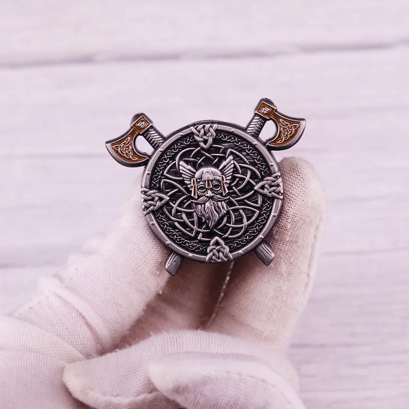 Viking Norse Mythology Odin Runes Enamel Pin Warrior Tactical Morale Brooch Badge