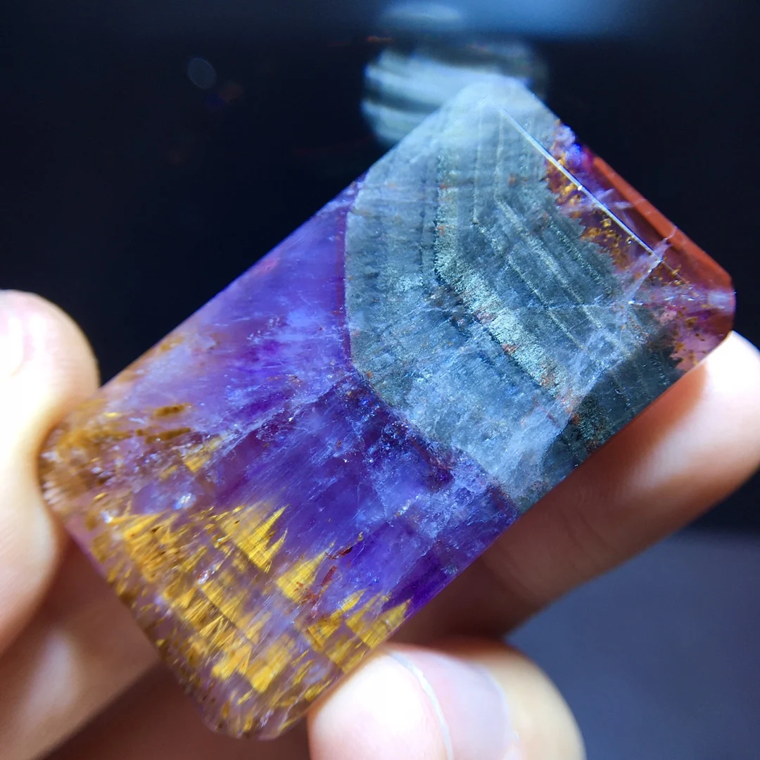 

Натуральный фиолетовый какоксенит ауралит 23, кулон, прямоугольник, 43,2/25,4/5,2 мм, золотые рутиловые бусины, ювелирные изделия AAAAA