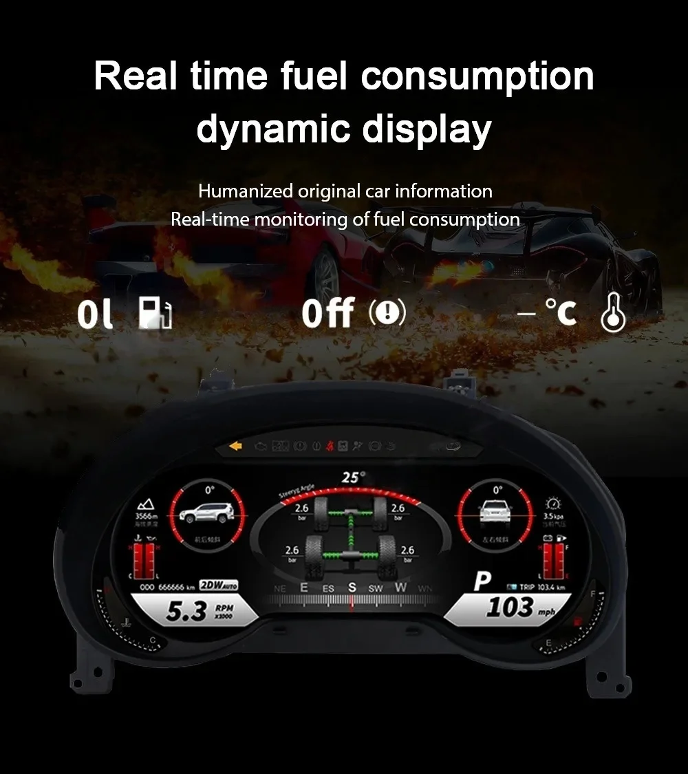 12.3inch LCD Digital Instrument Cluster For Lexus GX400 GX460 2010 2011 2012 2013-2021 Car Dashboard Virtual Cockpit Speedometer - Image 5