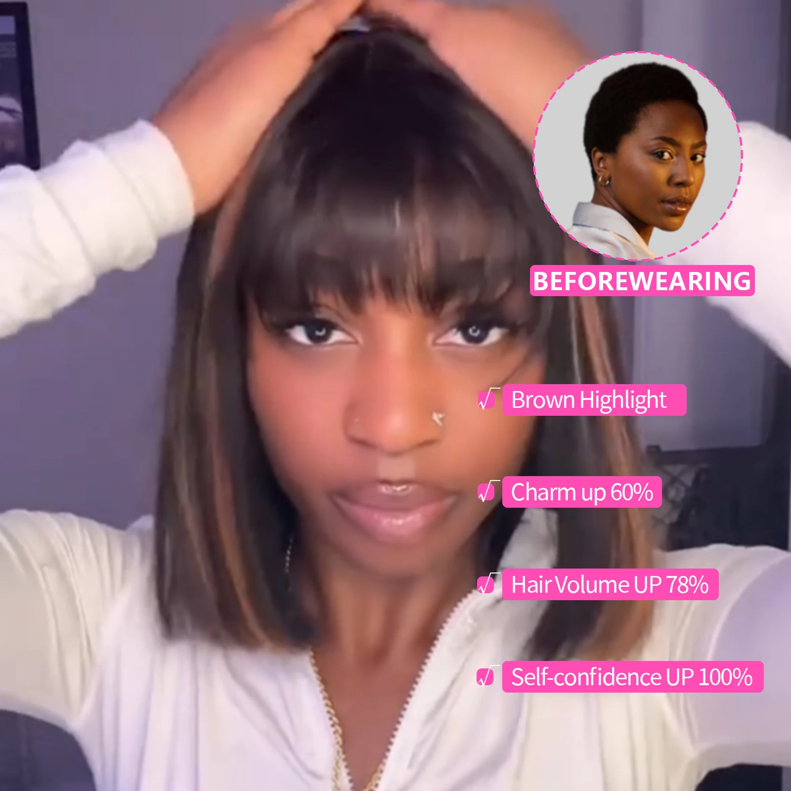 1/30 تسليط الضوء على بوب شعر مستعار شعر الإنسان 2x1 HD الدانتيل الباروكة الأمامية 12 بوصة شعر طبيعي مفرود الباروكات براون شعر مستعار بشري داكن للنساء