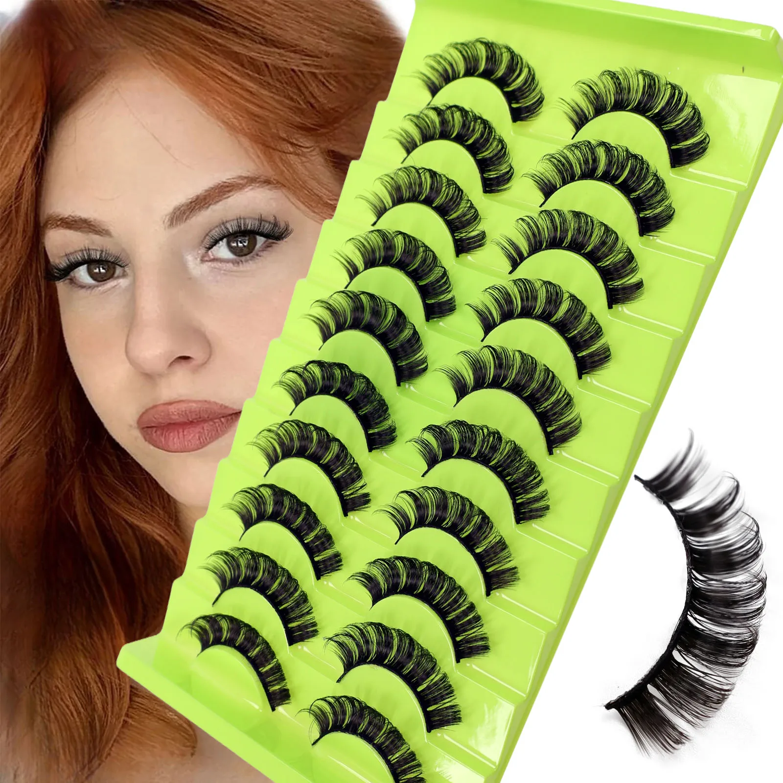 10 أزواج من أدوات تجعيد الرموش الصناعية الروسية، شعر كثيف ثلاثي الأبعاد