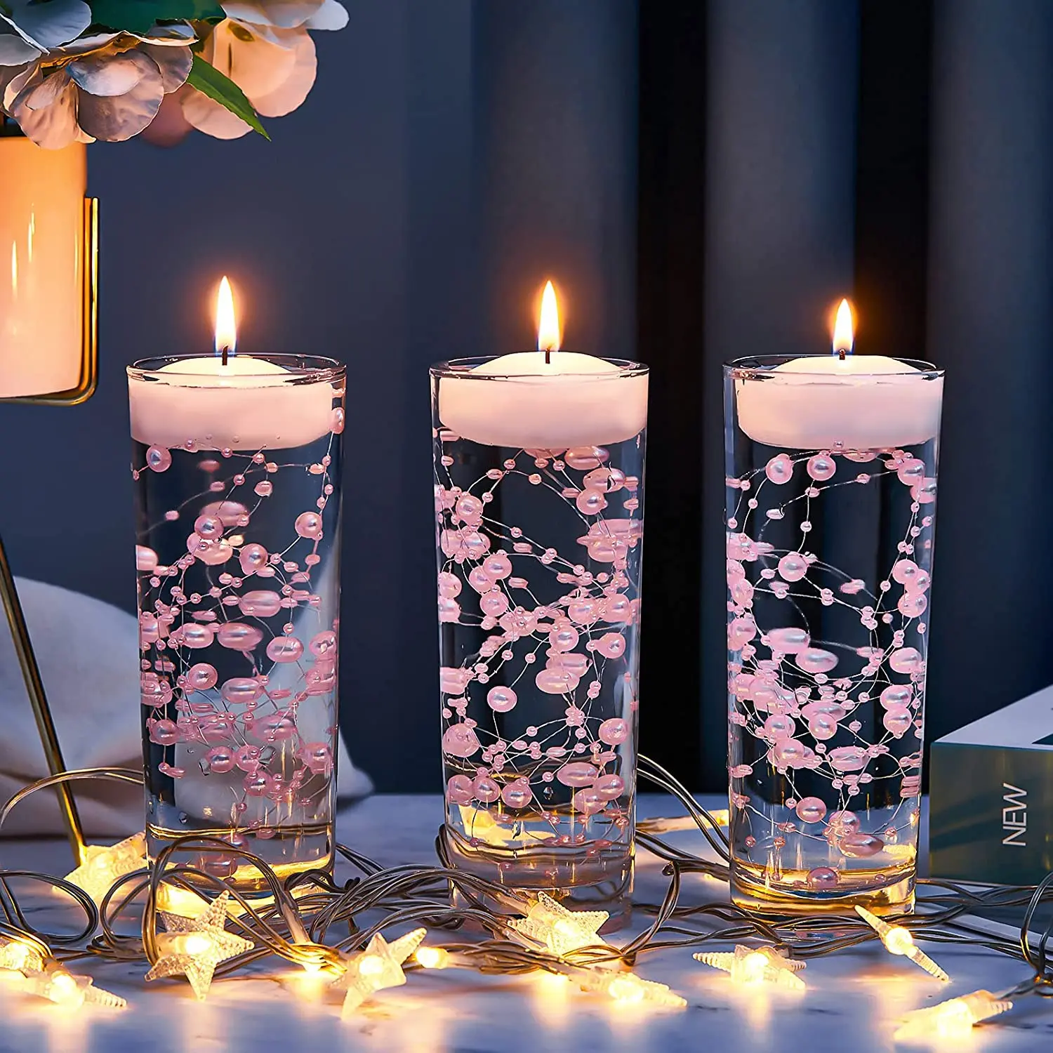 10/15M Künstliche Perle String Highlight Bea Perle String Für Schwimm Kerze Hochzeits-mittel Tabelle Party Girlande Dekoration