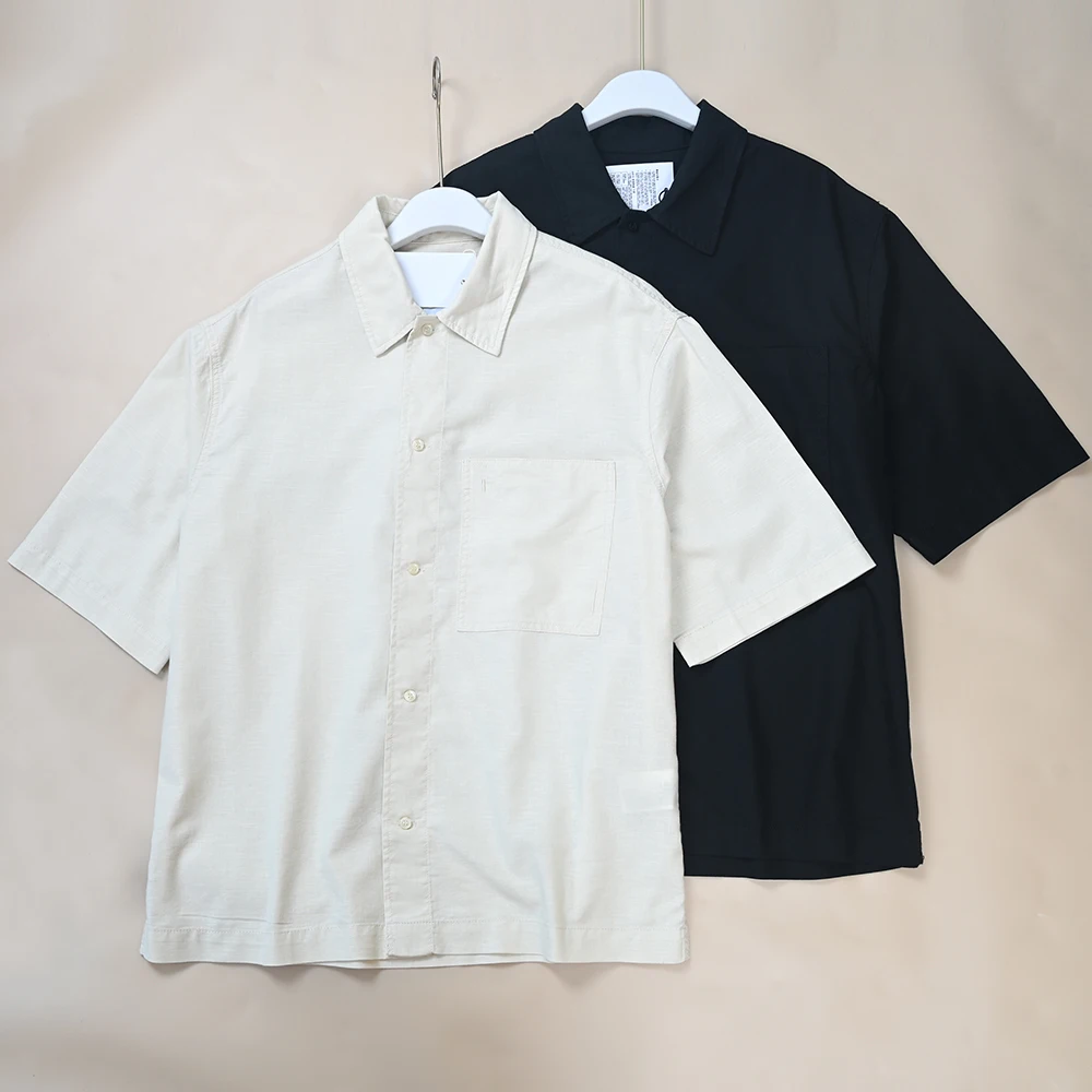 

Men's Cotton Linen Short Sleeve Shirt Embroidered Letter Casual Loose Fit Summer New Style Breathable Comfortable Skin-Friendly