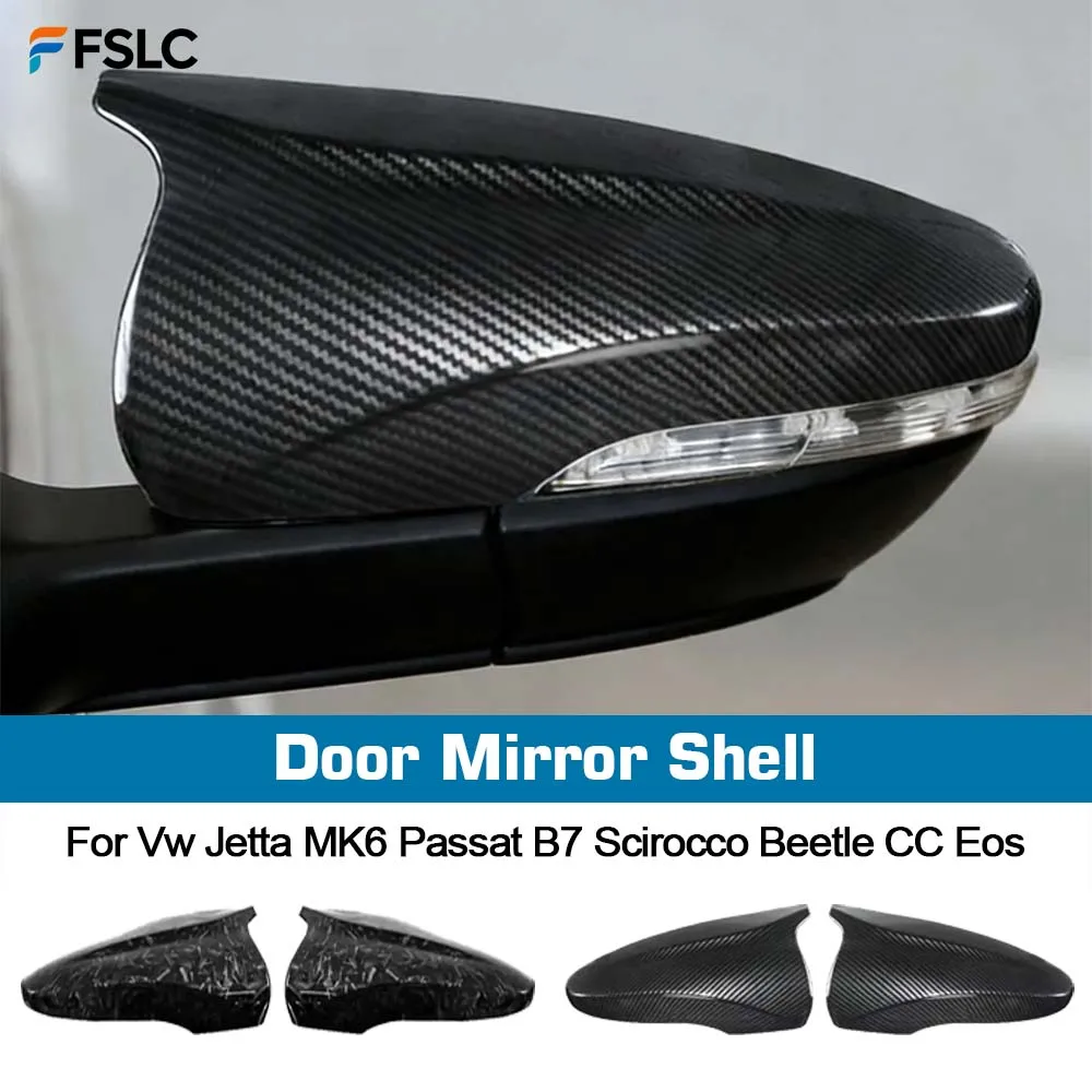 

⭐Genuine⭐ Protective Cover Door Mirror Shell For Vw Jeta MK6 Passat B7 Scirocco Beetle CC Eos Rearview Accessories Carbon Fiber