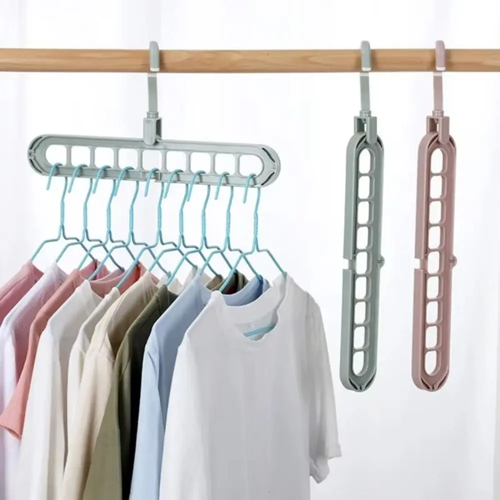 9-Hole Wardrobe Storage Rack Space-saving Anti-slip Foldable Clothes Hanger Multifunctional 360 Degree Rotation